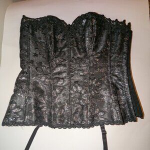 Vintage Fredericks of Hollywood Black Lace Corset Bustier Size 36